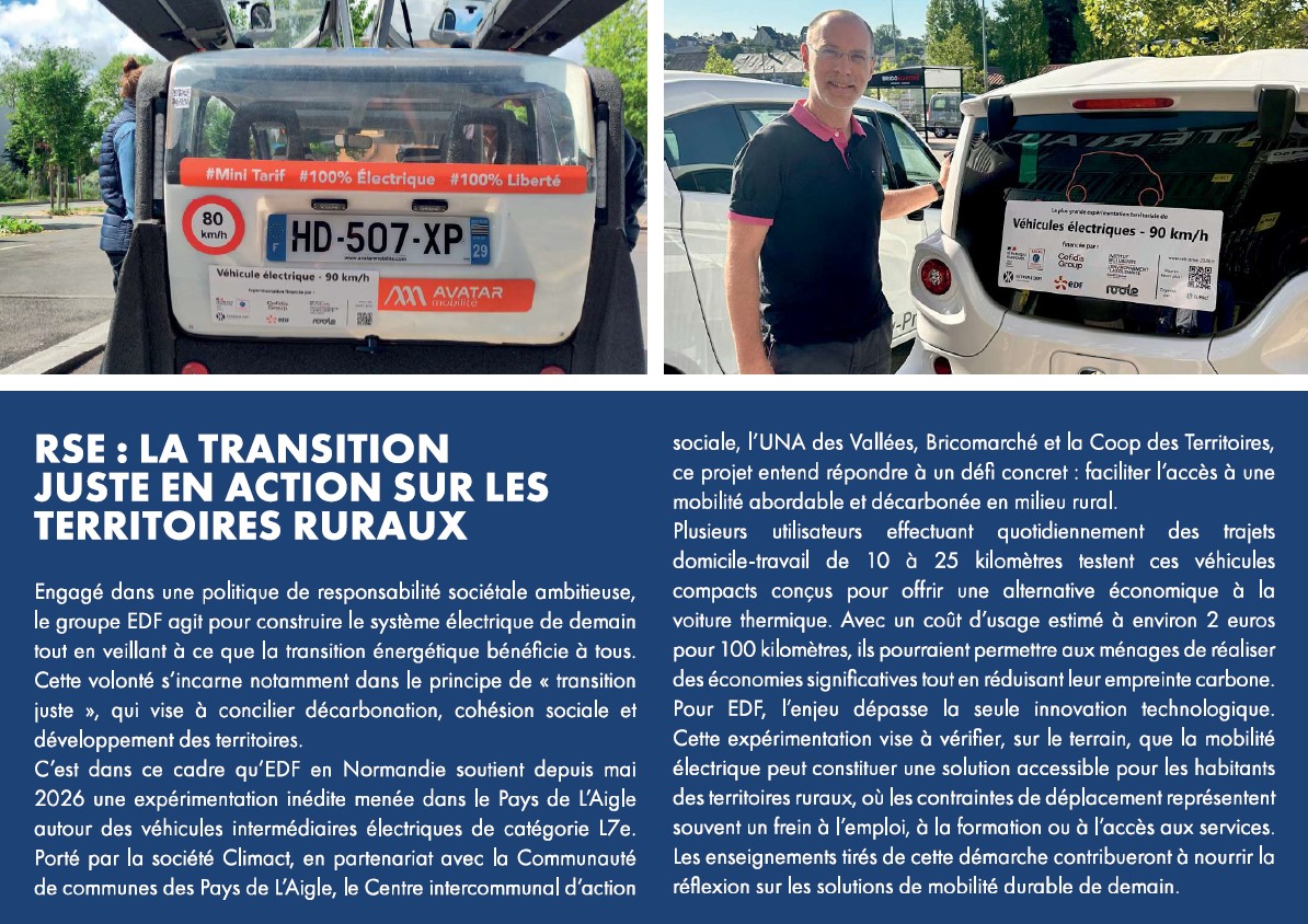Article du Journal du MEDEF Normandie sur l'expérimentation de véhicules électriques légers à L'Aigle